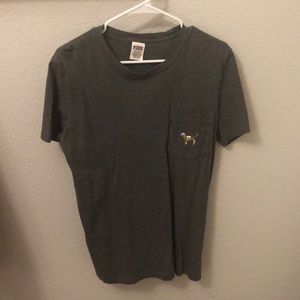 PINK tee shirt grey with gold dog